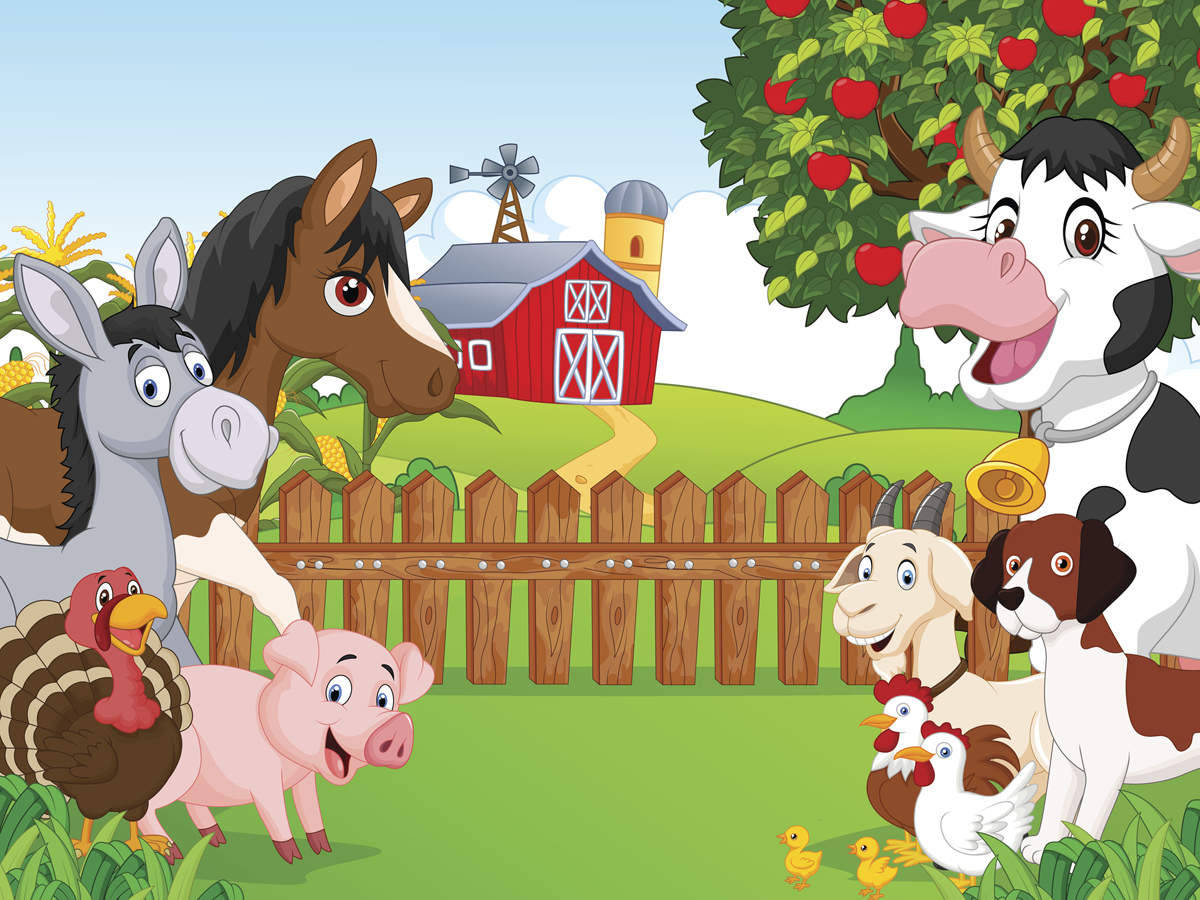 Fun Illustration Of A Farm Animals Wallpaper