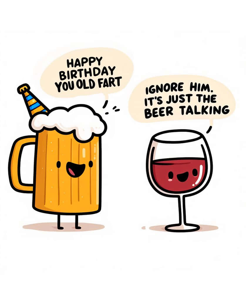 Funny Birthday Beerand Wine Chat Wallpaper