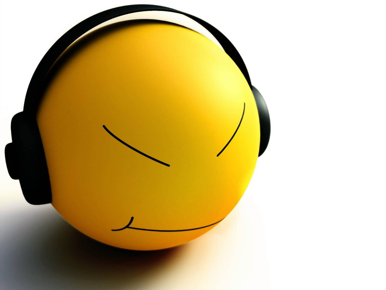 Funny Cartoon Emoji With Headphones Wallpaper