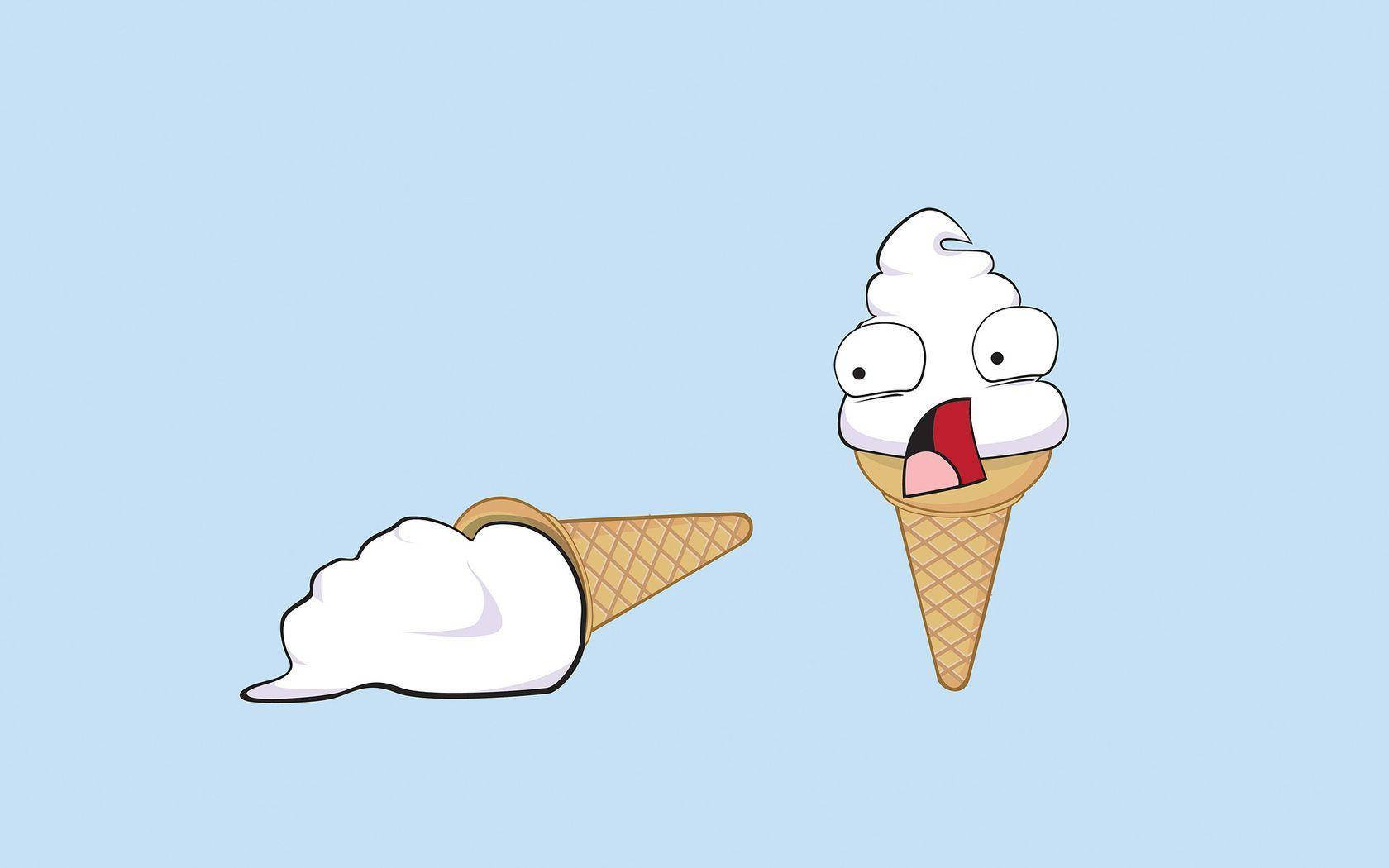 Funny Laptop Tipped Ice Cream Cone Wallpaper