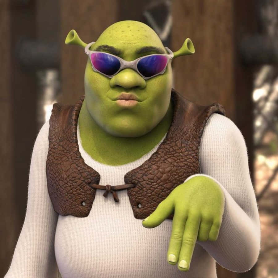 Funny Shrek Pout In Sunglasses Wallpaper