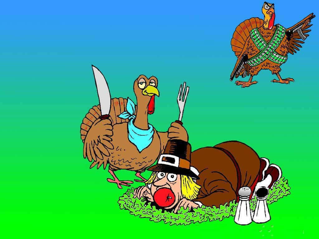 Funny Thanksgiving Man Turkey Wallpaper