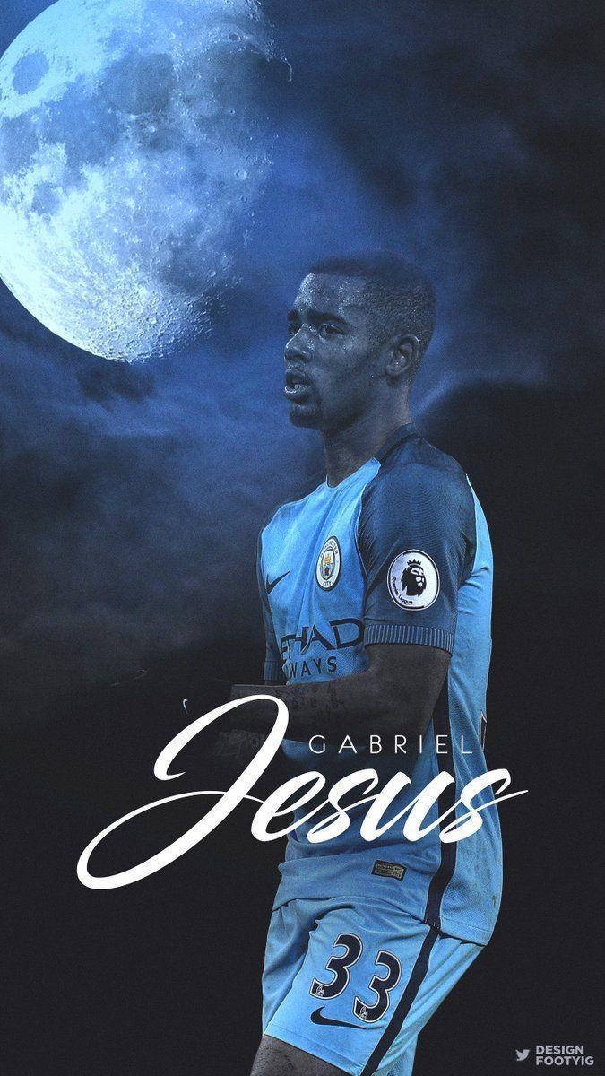 Gabriel Jesus Standing Beneath The Moon Wallpaper