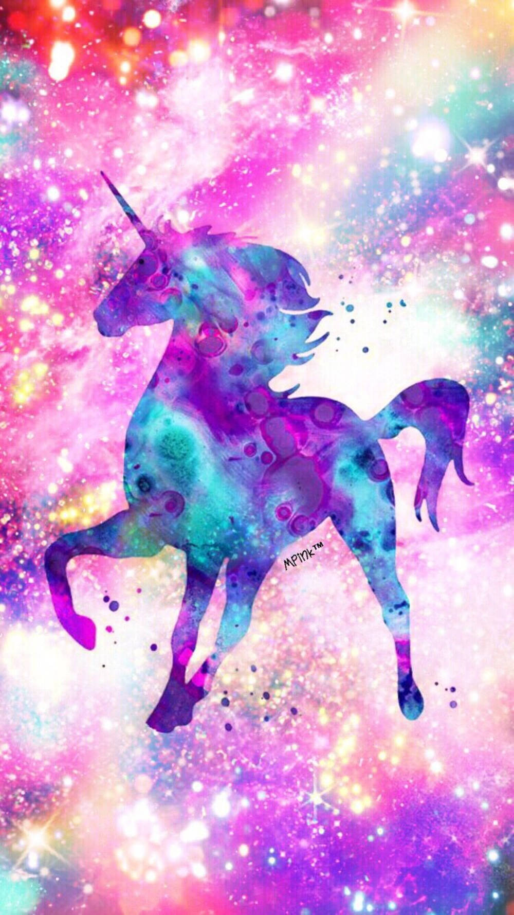 Galaxy Unicorn On Glitter Background Wallpaper