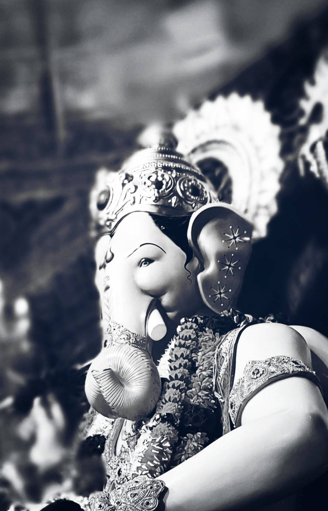 Ganesh Black And White Angle Shot Wallpaper