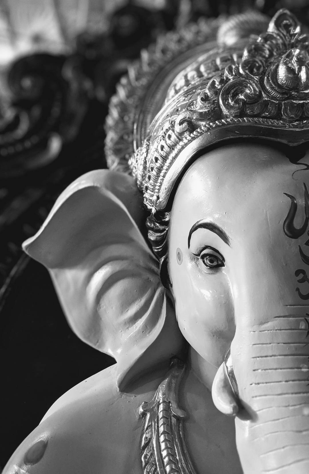 Ganesh Black And White Half Face Wallpaper