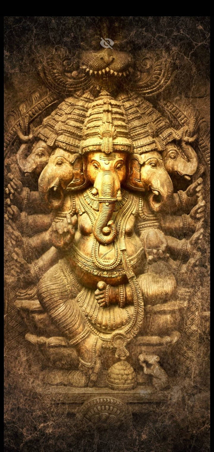 Ganesh Wall Carving Iphone Wallpaper