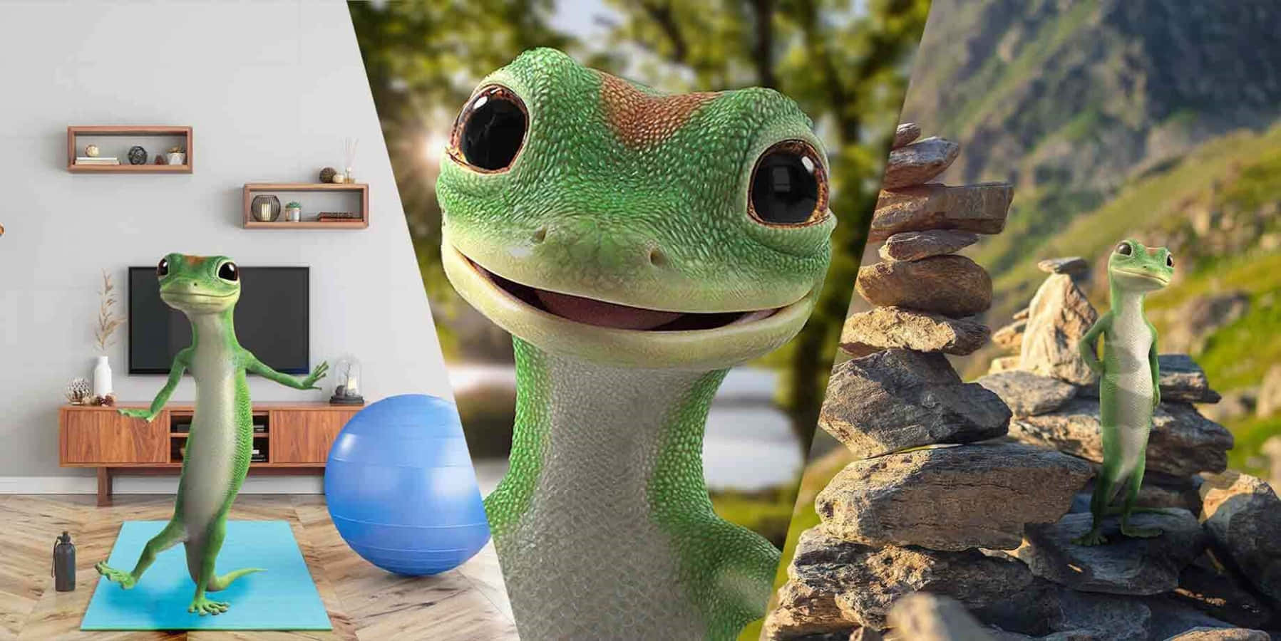 Geico Gecko Various Activities Wallpaper