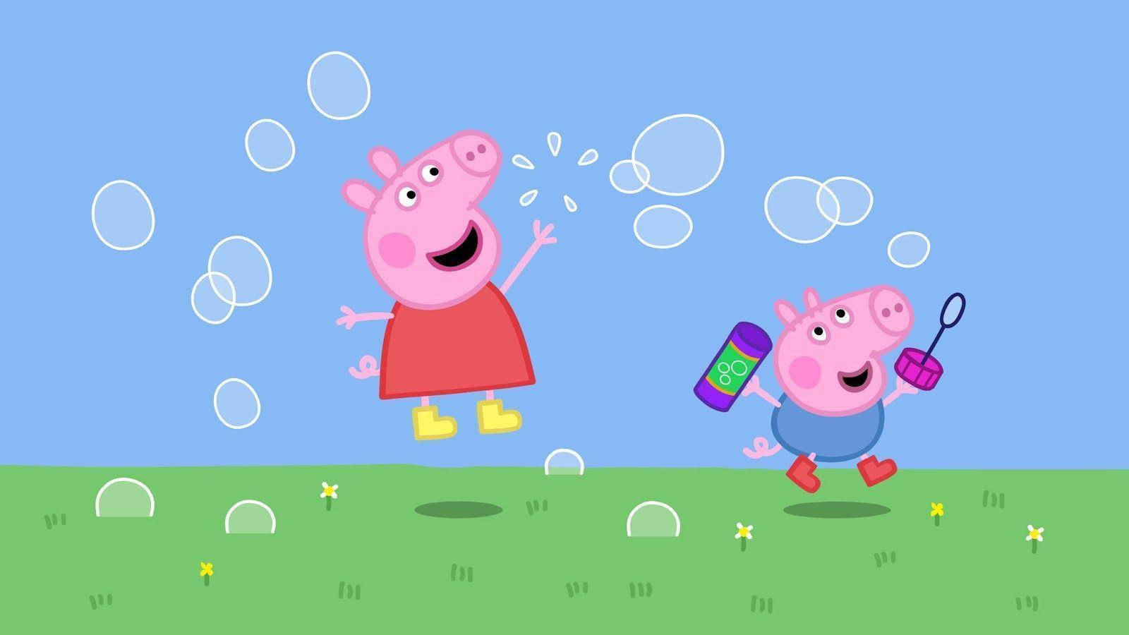 George And Peppa Pig Bubbles Wallpaper