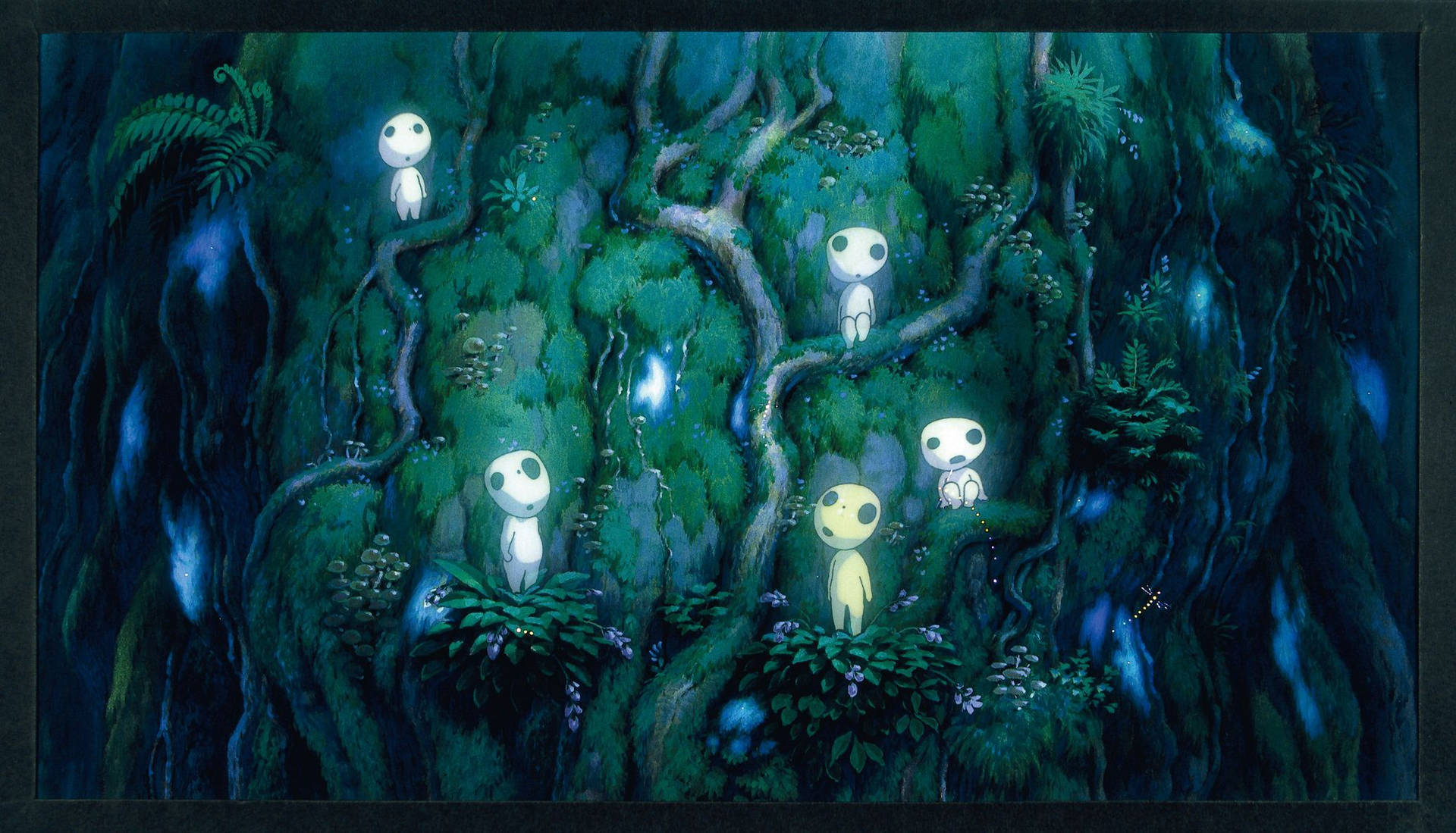 Ghibli Five Glowing Kodama Wallpaper