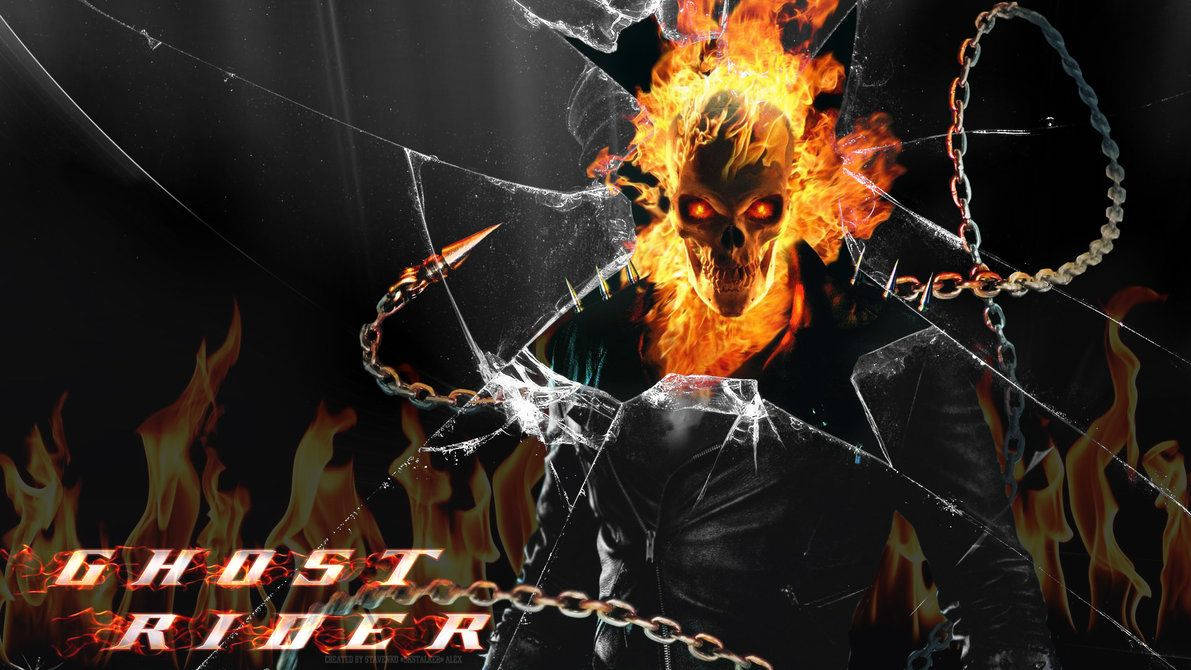 Ghost Rider In Shattered Glass Hd Wallpaper