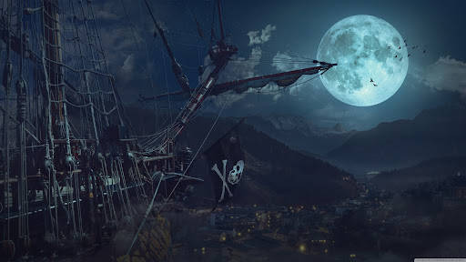 Ghost Ship At Full Moon Wallpaper