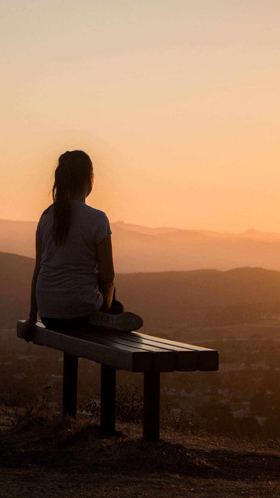 Girl Alone On Bench Wallpaper