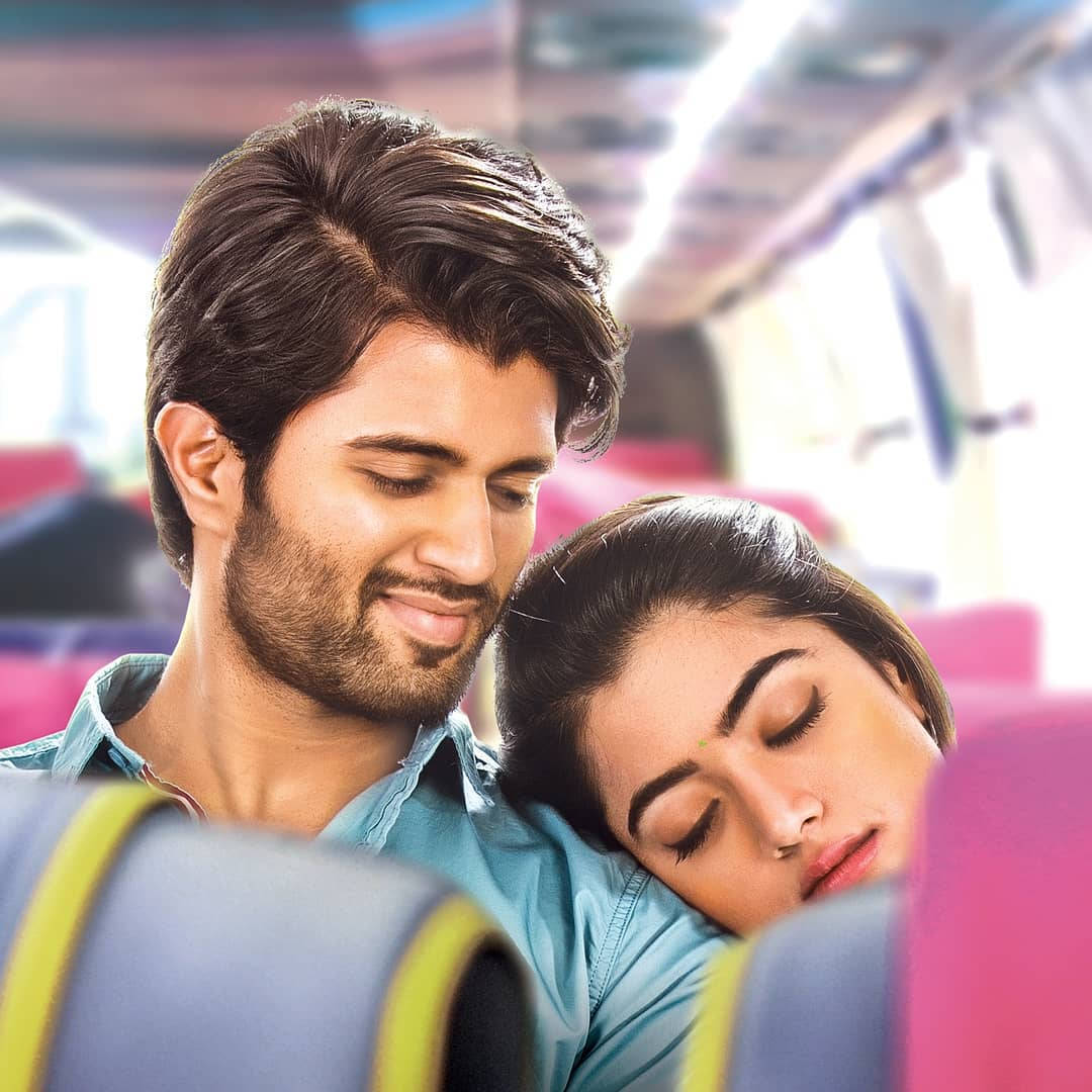 Girl Leaning Towards Vijay Deverakonda's Shoulder 4k Wallpaper