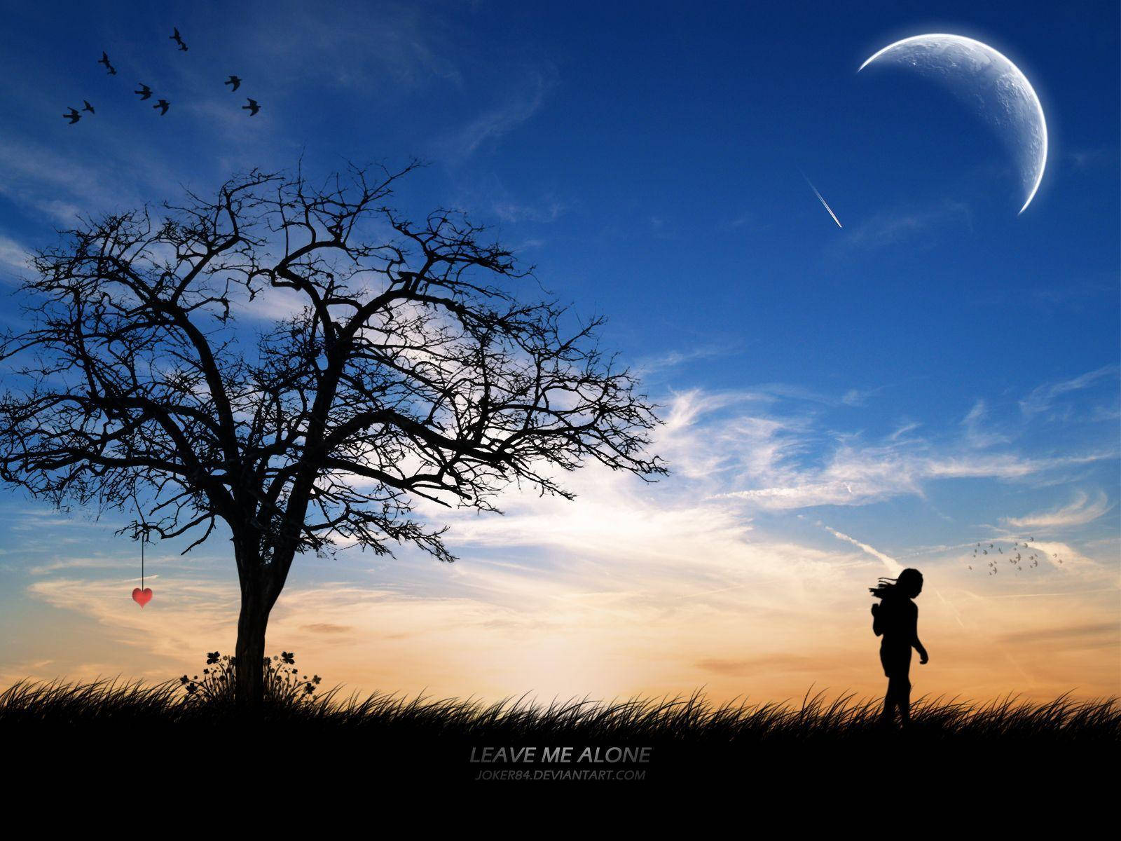 Girl On Grass Plain Leave Me Alone Wallpaper