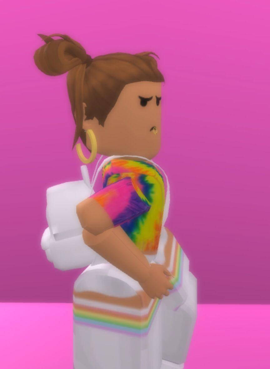 Girl Roblox Character Tie Dye Shirt Wallpaper