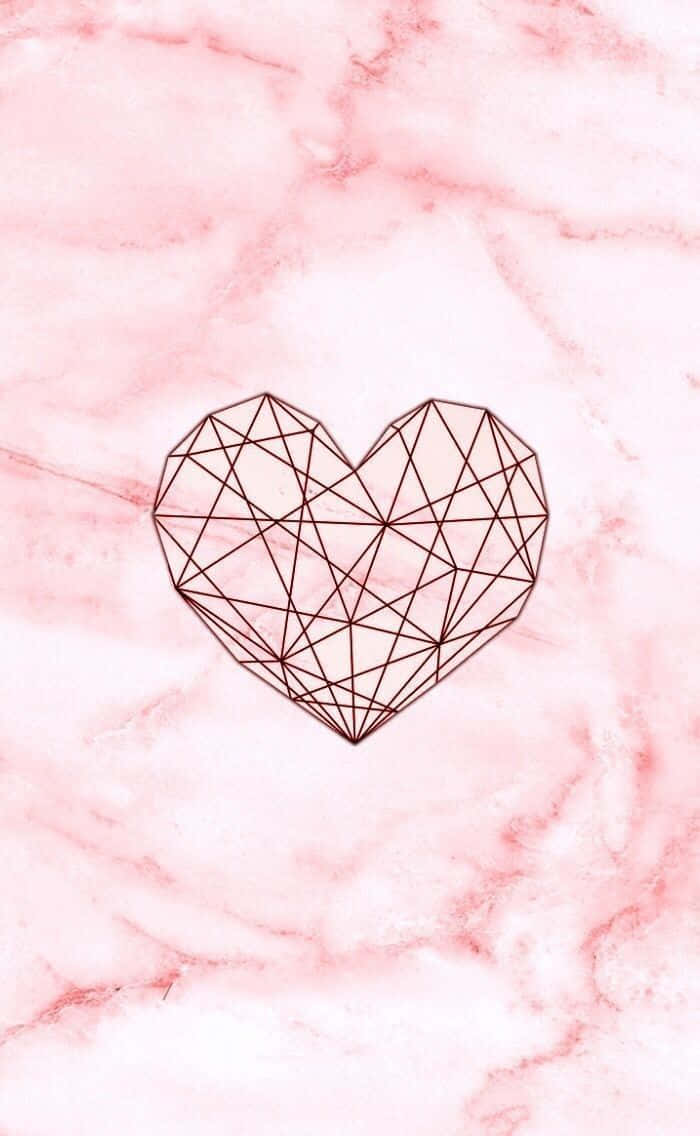 Girl Rose Gold Heart Grid Wallpaper