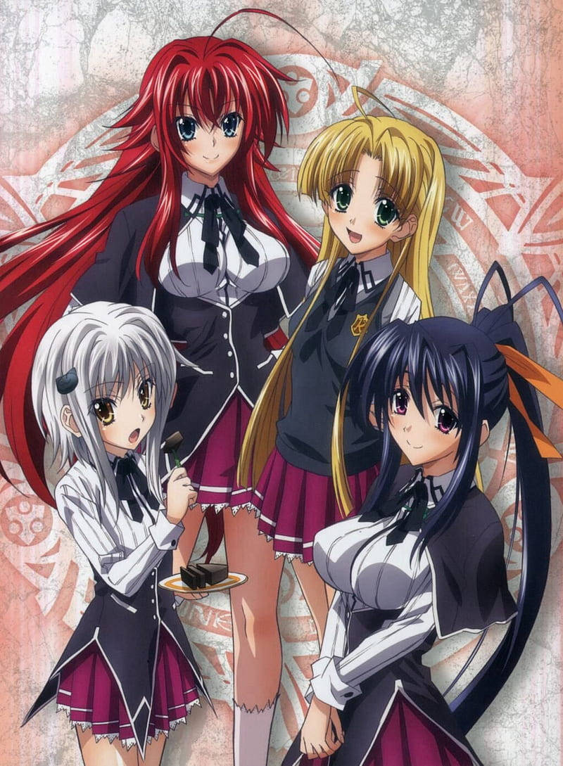 Girls In Uniform Artwork High School Dxd Wallpaper