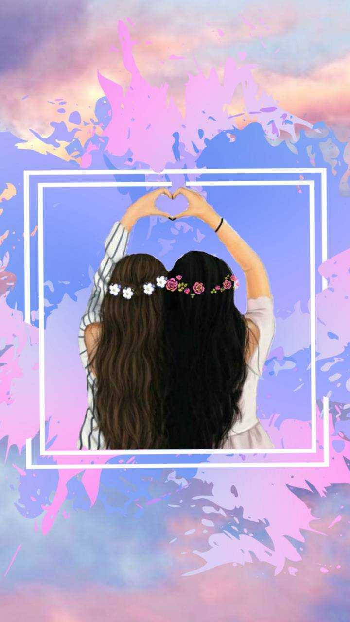 Girly Bff Making Heart Symbol Wallpaper