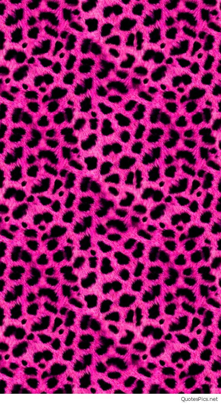 Girly Neon Pink Leopard Print Wallpaper