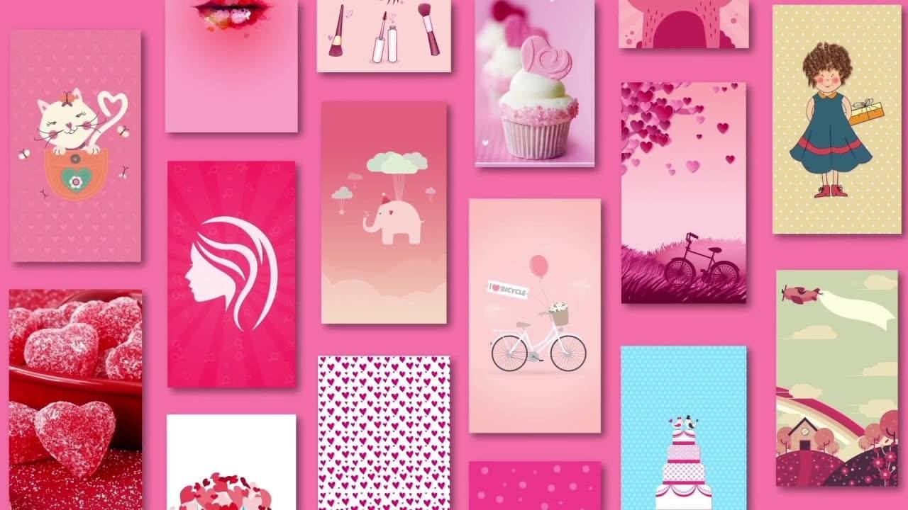 Girly Pink Wall Collage Wallpaper