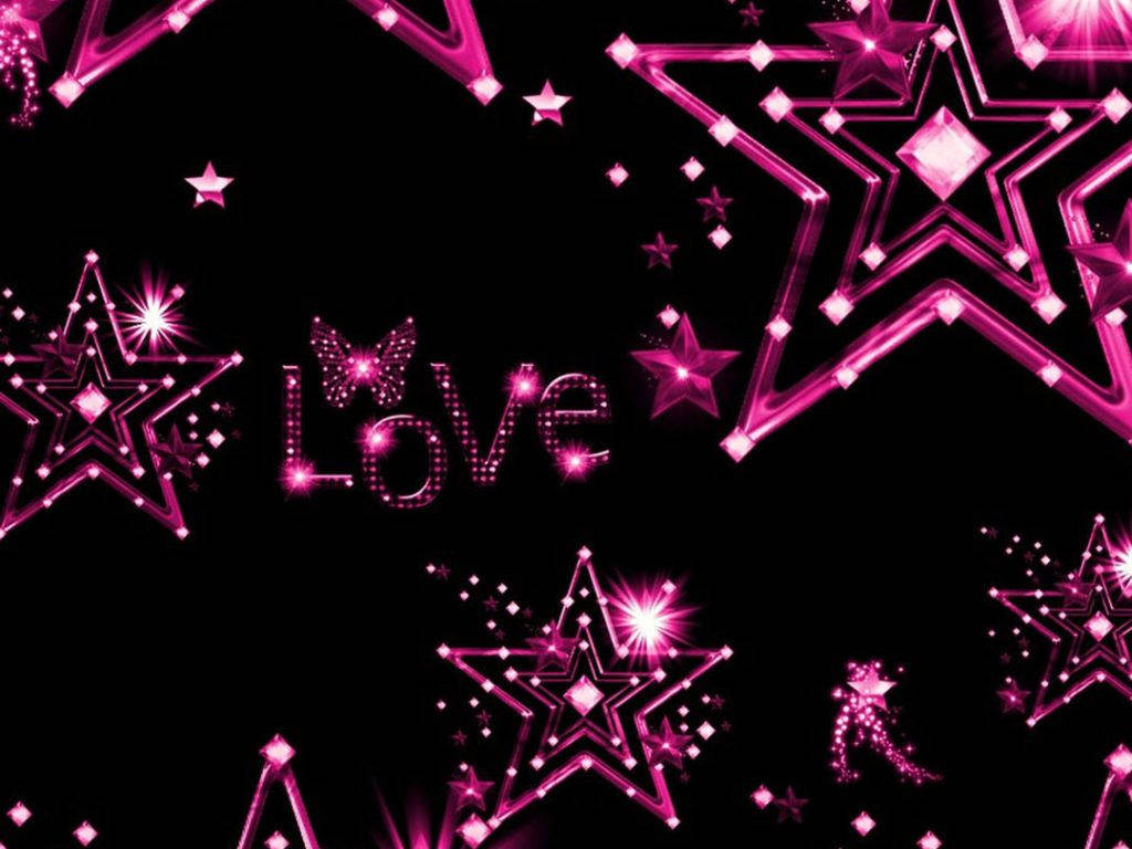 Girly Stars Of Pink And Black Wallpaper