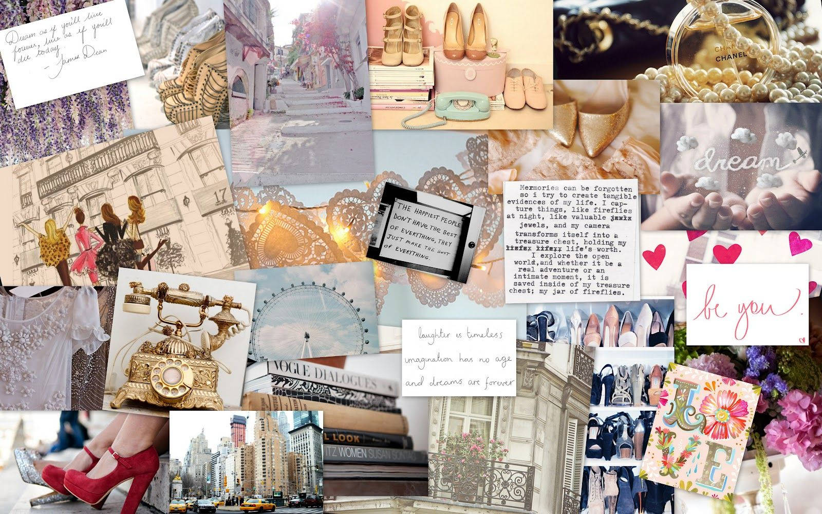 Girly Things Aesthetic Collage Laptop Wallpaper