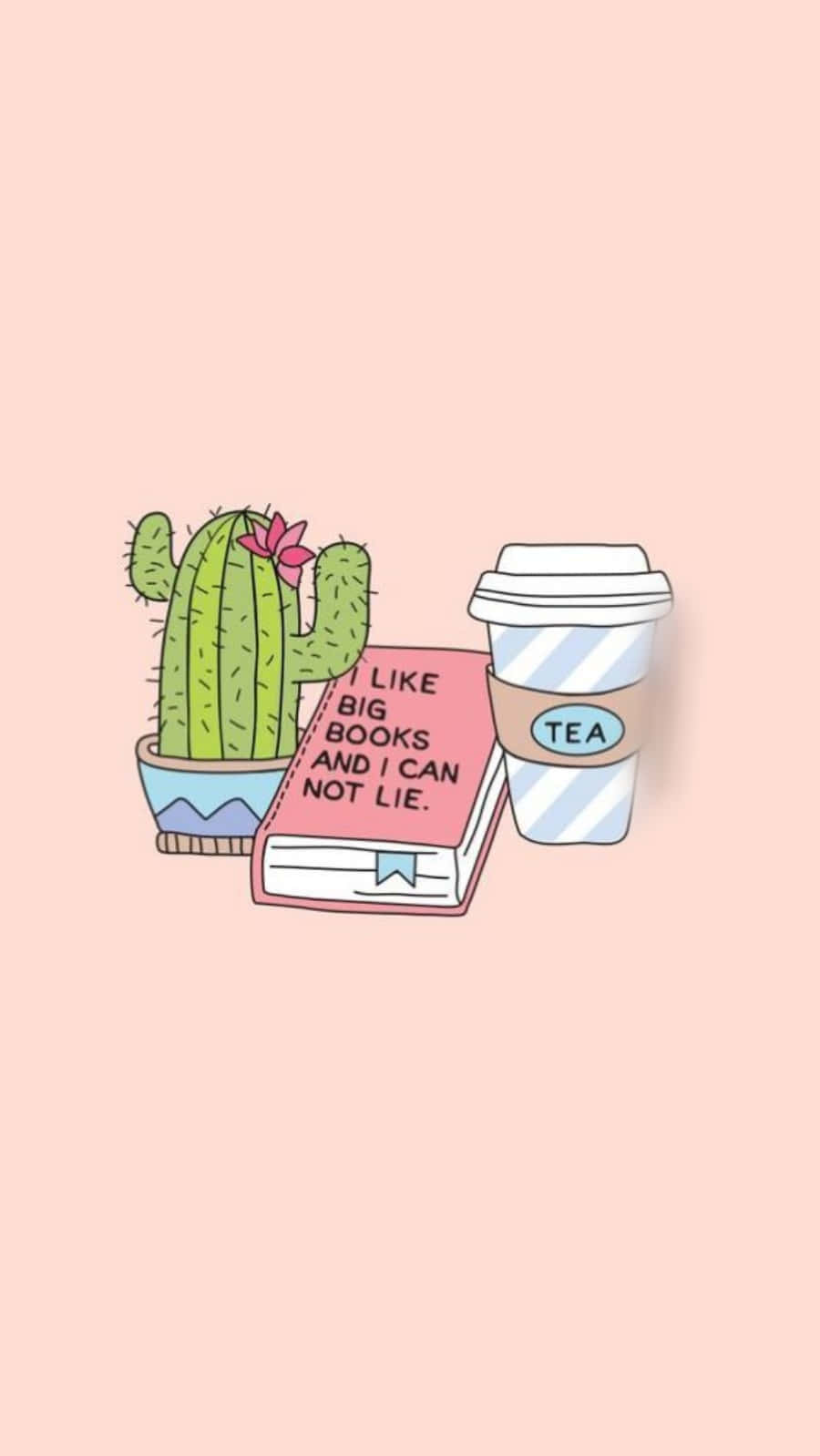 Girly Tumblr Cactus And Book Wallpaper