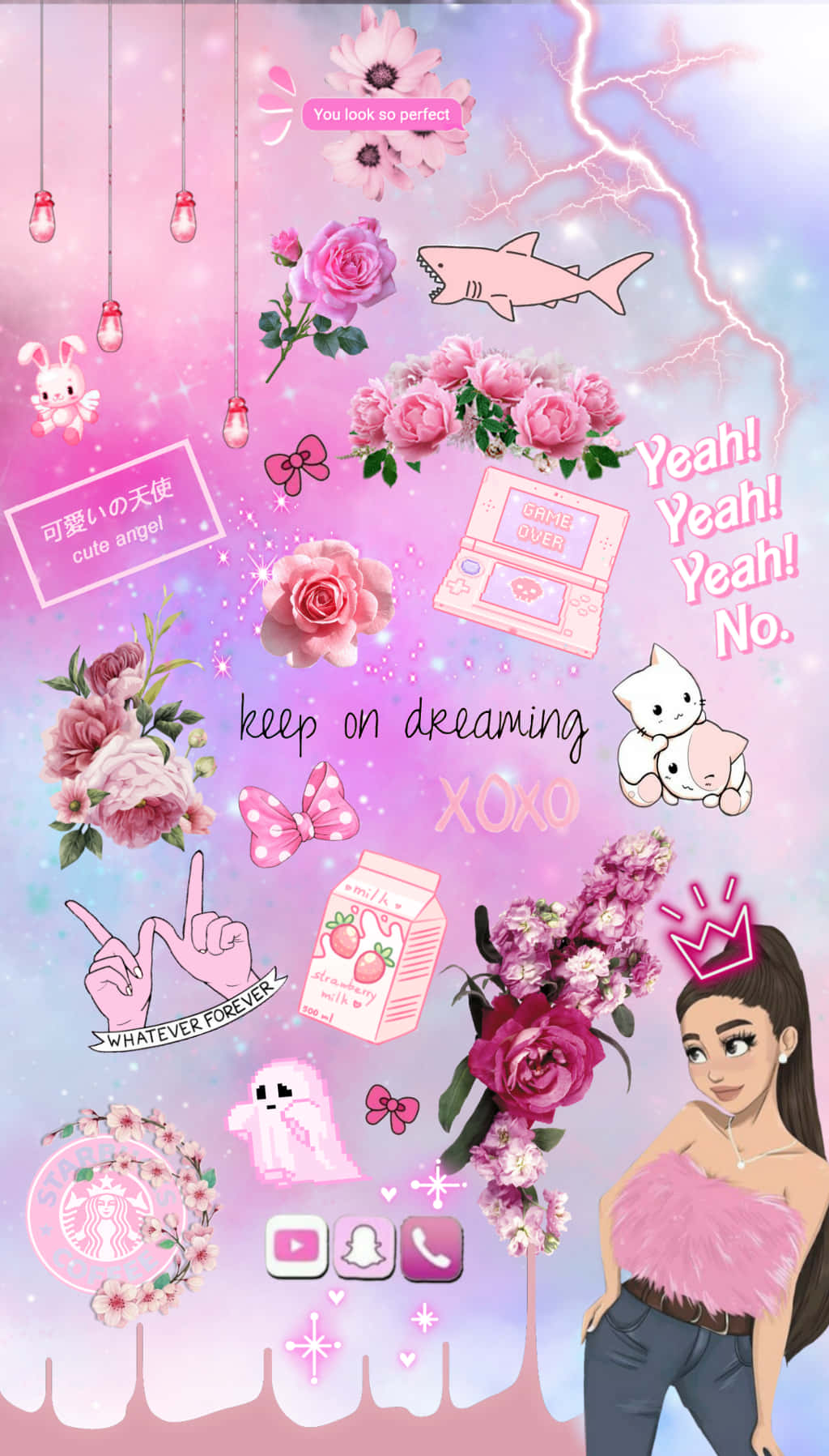 Girly Tumblr Cute Sticker Collage Wallpaper