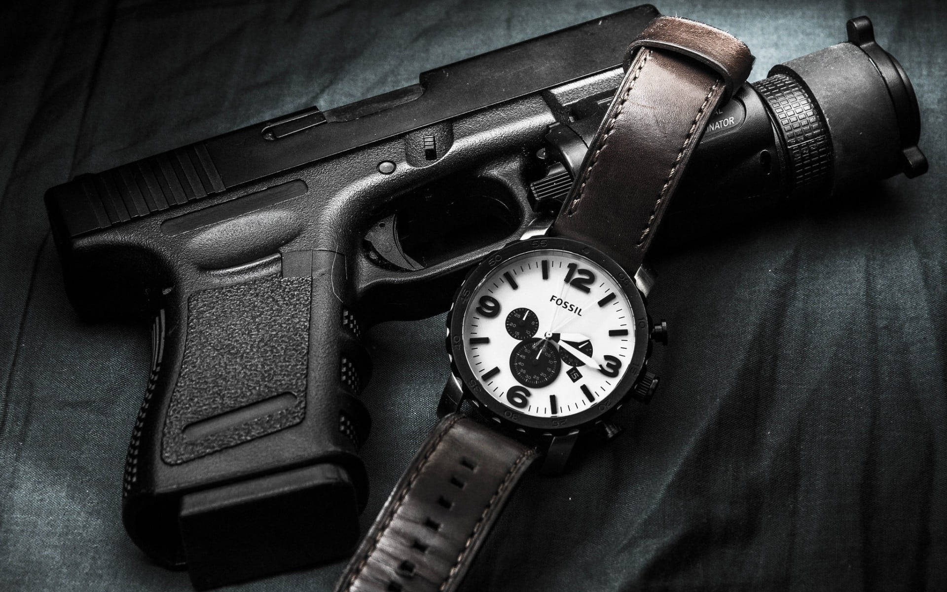 Glock With Fossil Watch Wallpaper