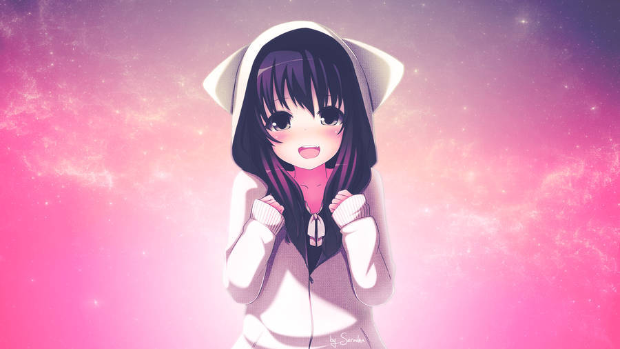 Glowing Anime Girl Background Wallpaper