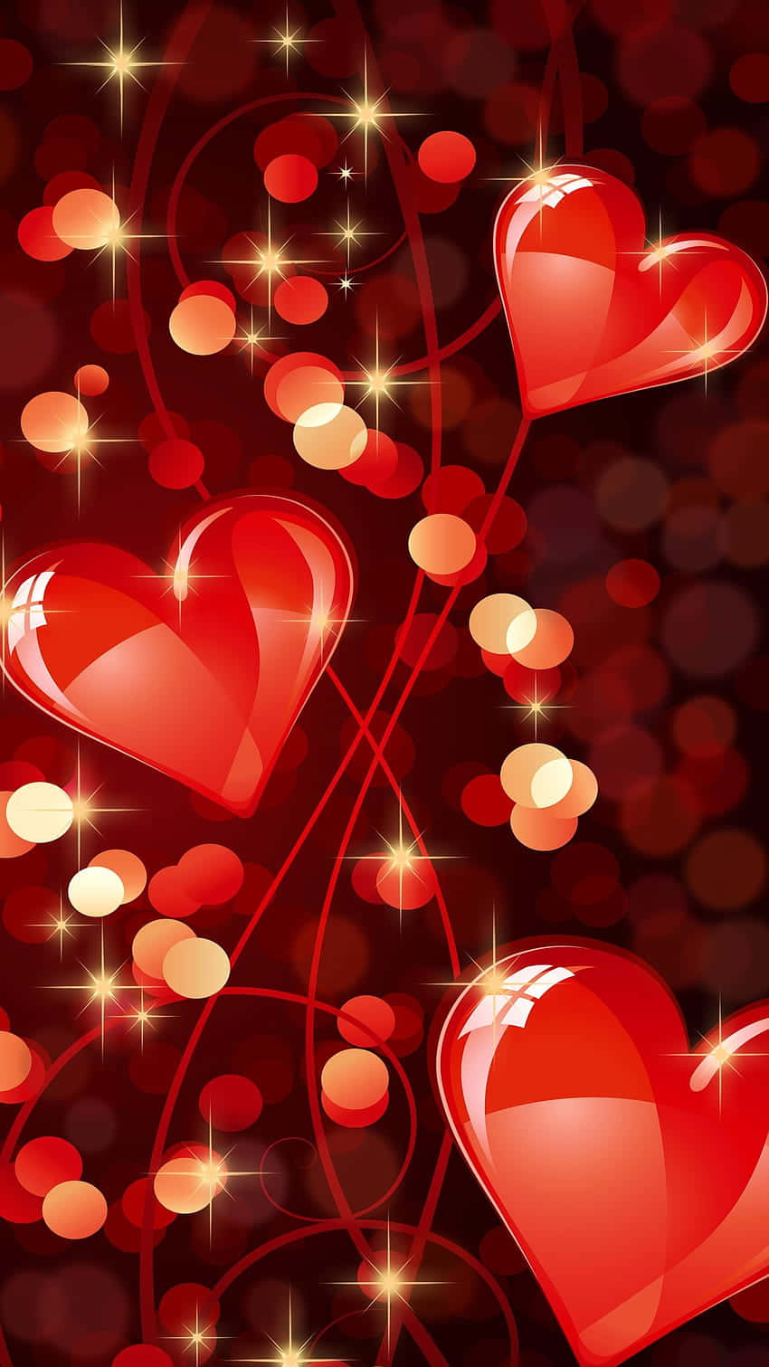 Glowing Hearts Abstract Wallpaper