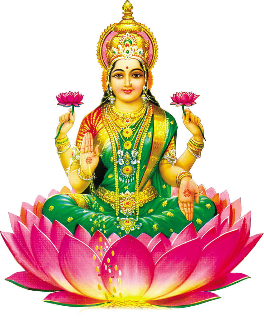 Goddess_ Lakshmi_on_ Lotus Wallpaper