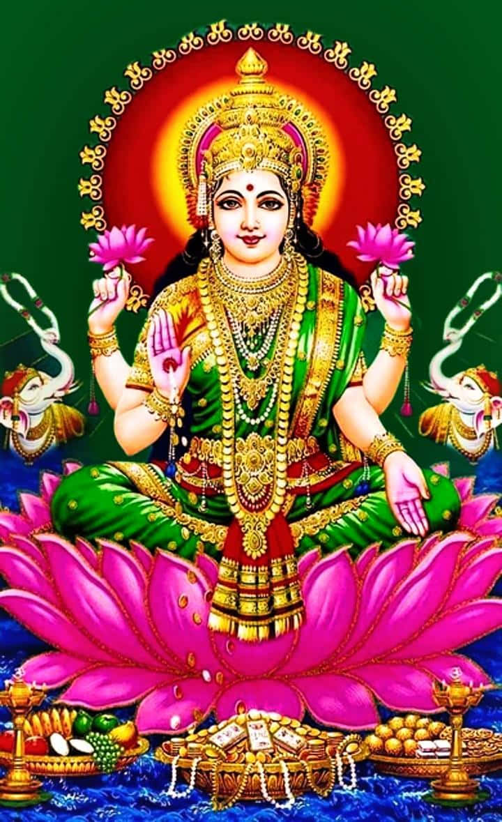 Goddess Mahalakshmi Traditional Art Wallpaper