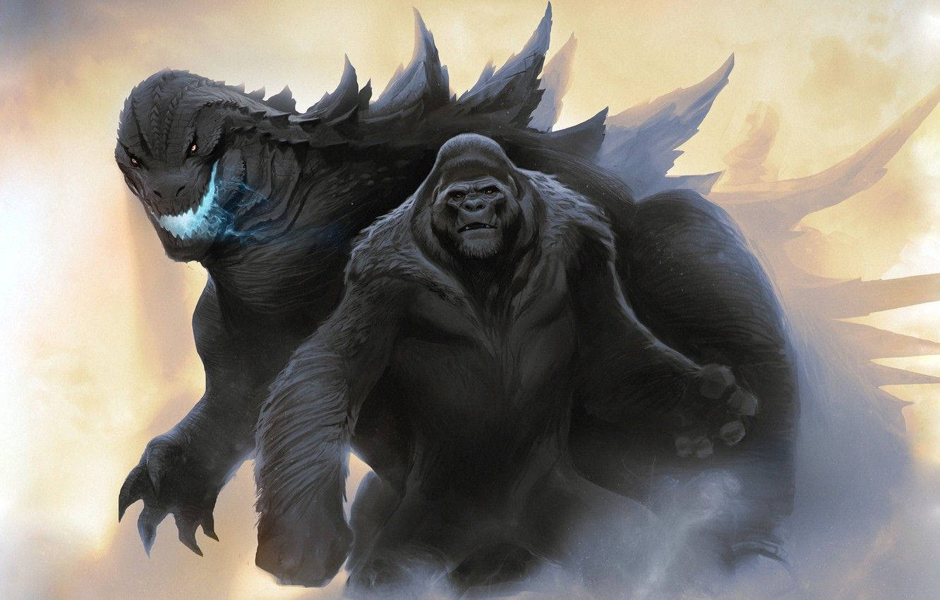 Godzilla Vs Kong Anime Art Wallpaper