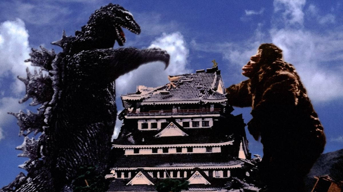 Godzilla Vs Kong Fighting In Japan Wallpaper