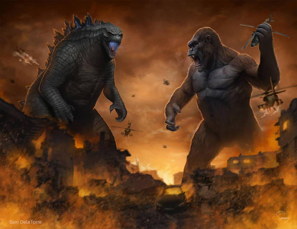 Godzilla Vs Kong In Destruction Wallpaper