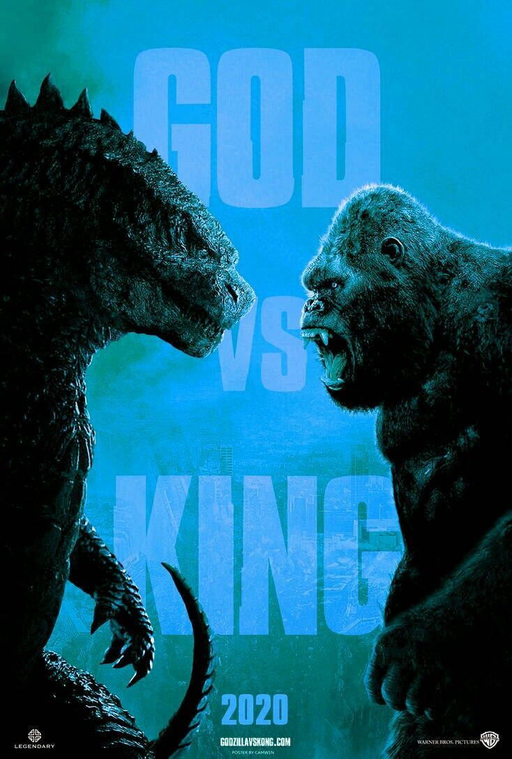 Godzilla Vs Kong Movie Poster In Blue Wallpaper