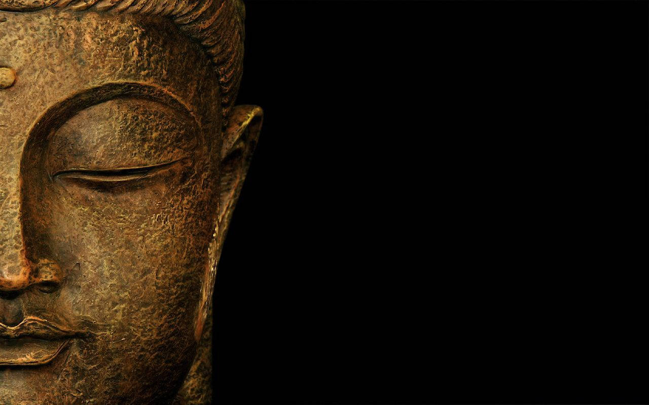 Gold Buddha In Black Wallpaper
