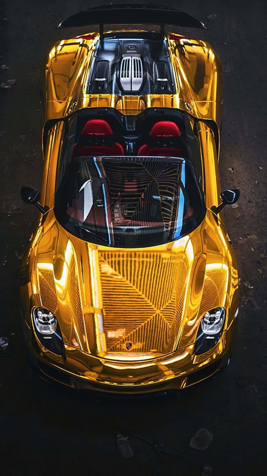 Gold Cars Porsche Transparent Rear Wallpaper