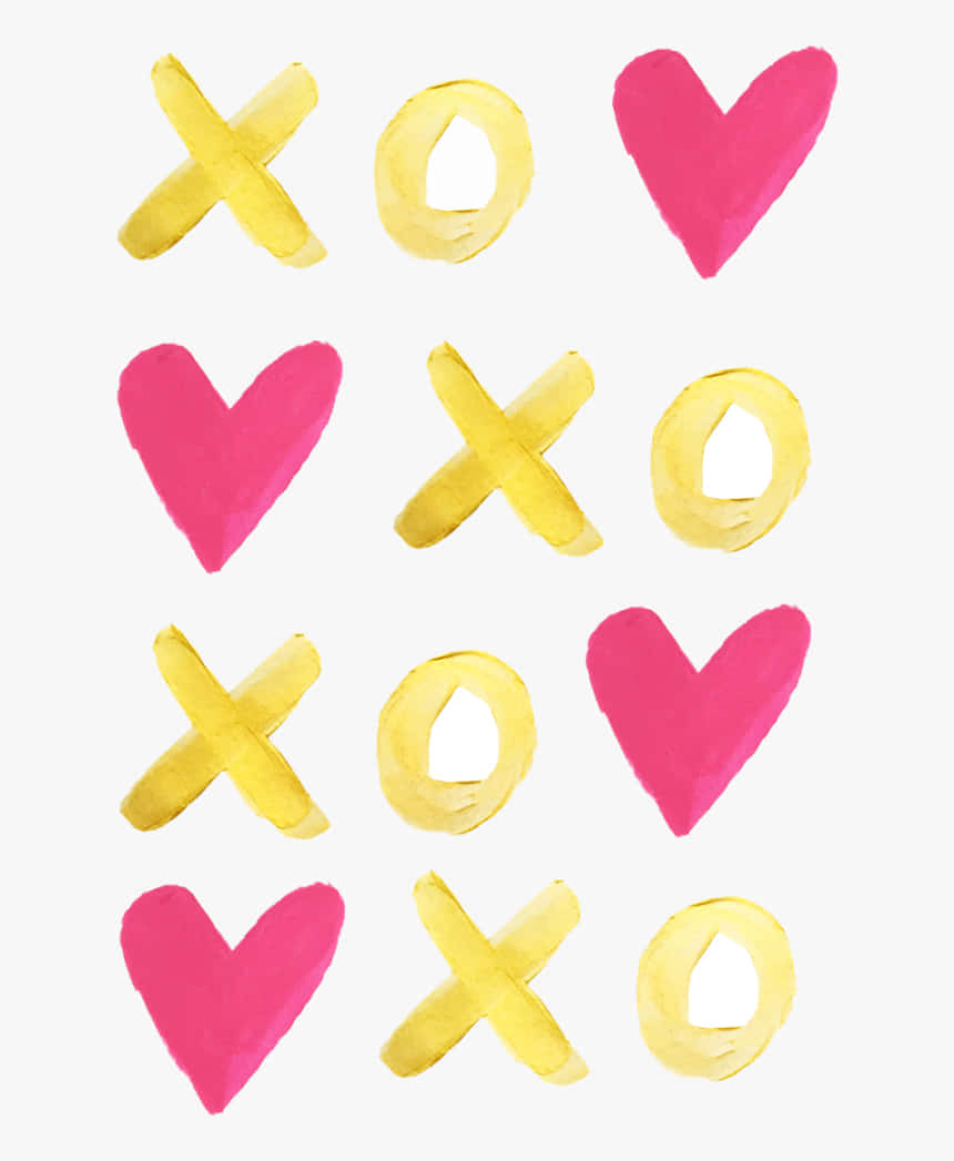 Gold Xoxo With Pink Heart Cute Valentines Wallpaper