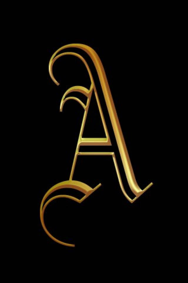 Golden Capital Alphabet Letter A In Black Wallpaper
