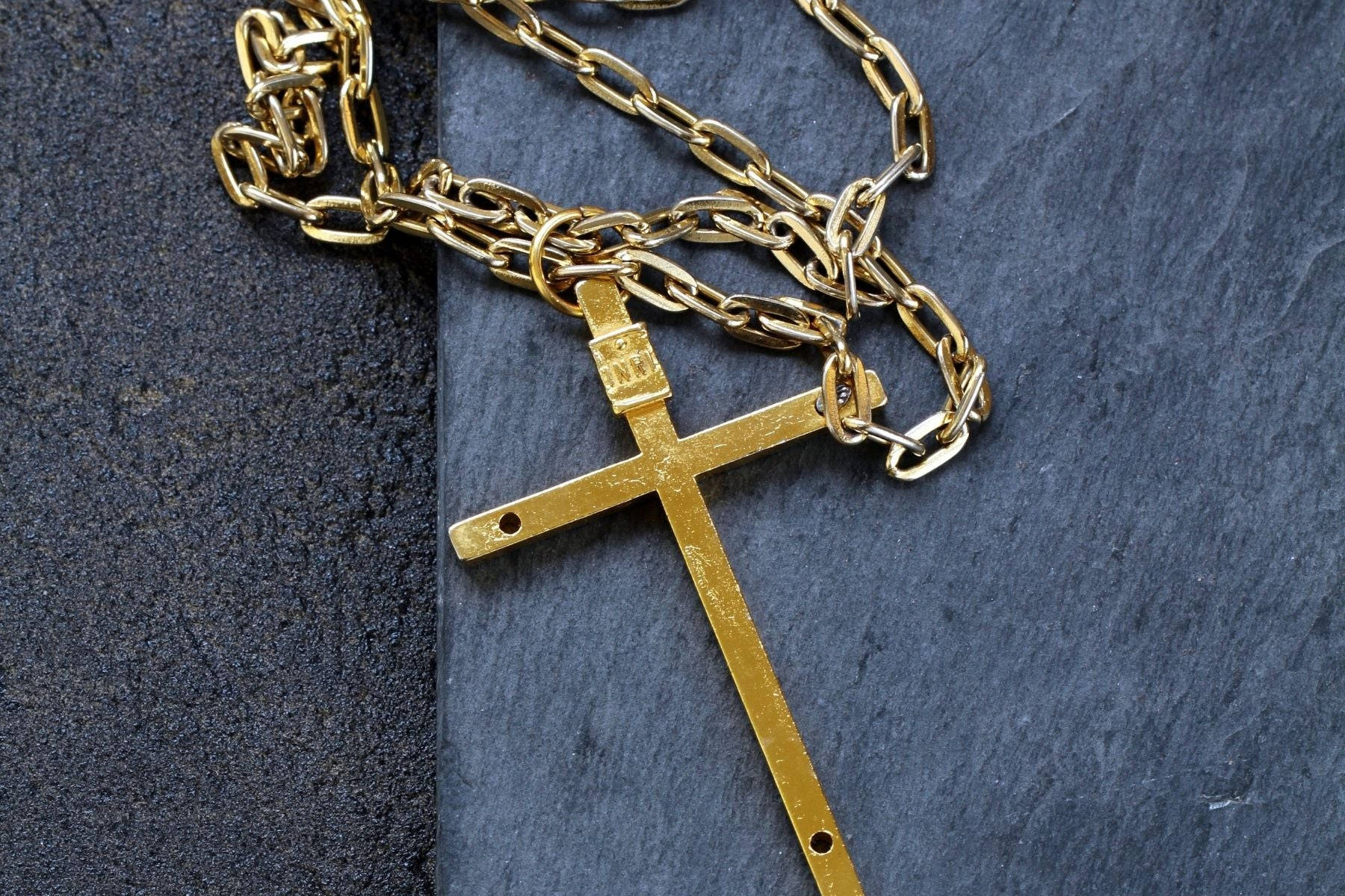 Golden Christian Cross Necklace Wallpaper