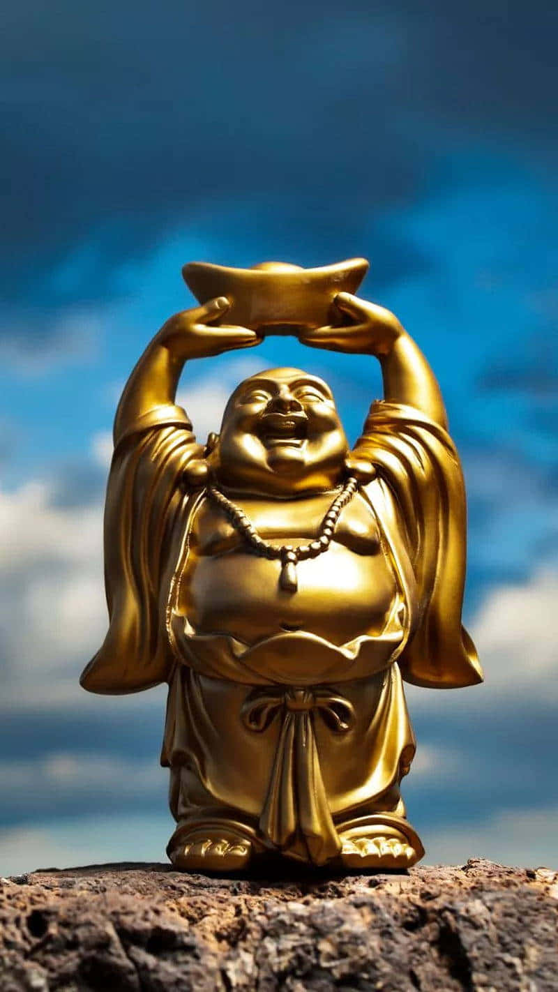 Golden Laughing Buddha Statue Wallpaper