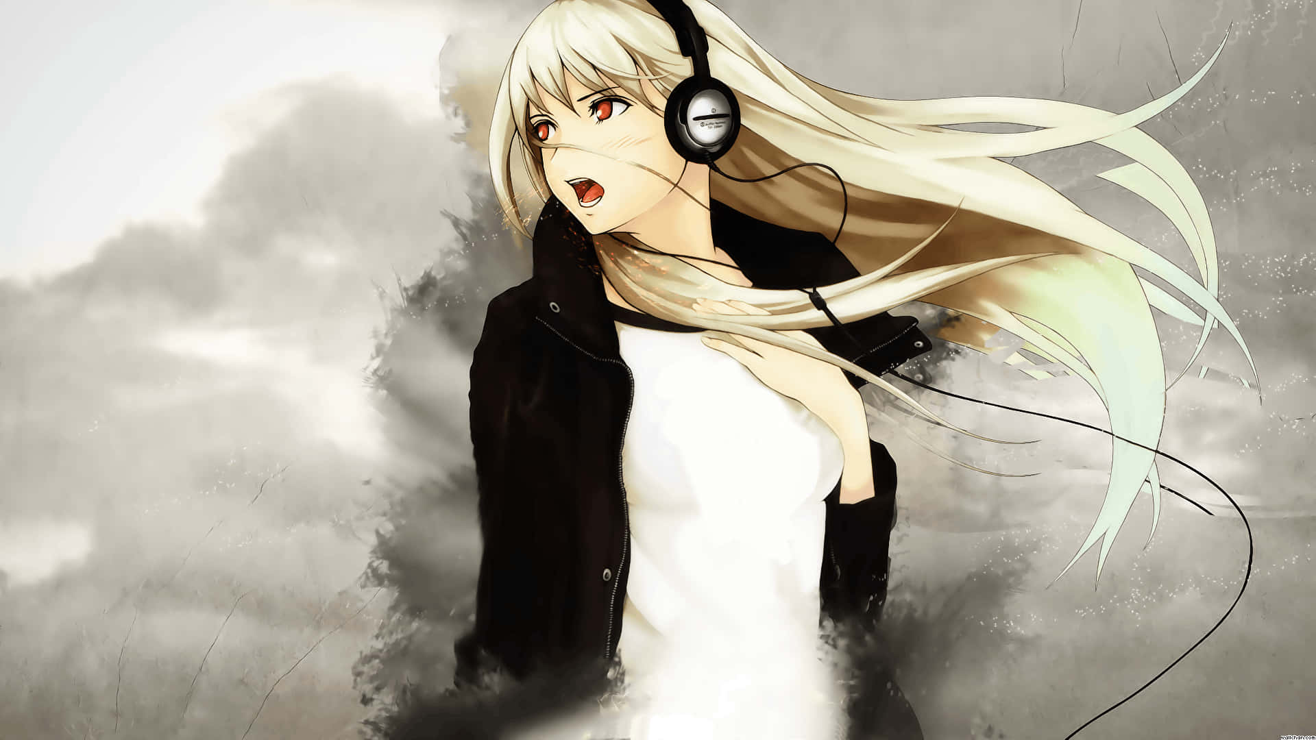 Good Anime Girl Headphones For Songs Wallpaper