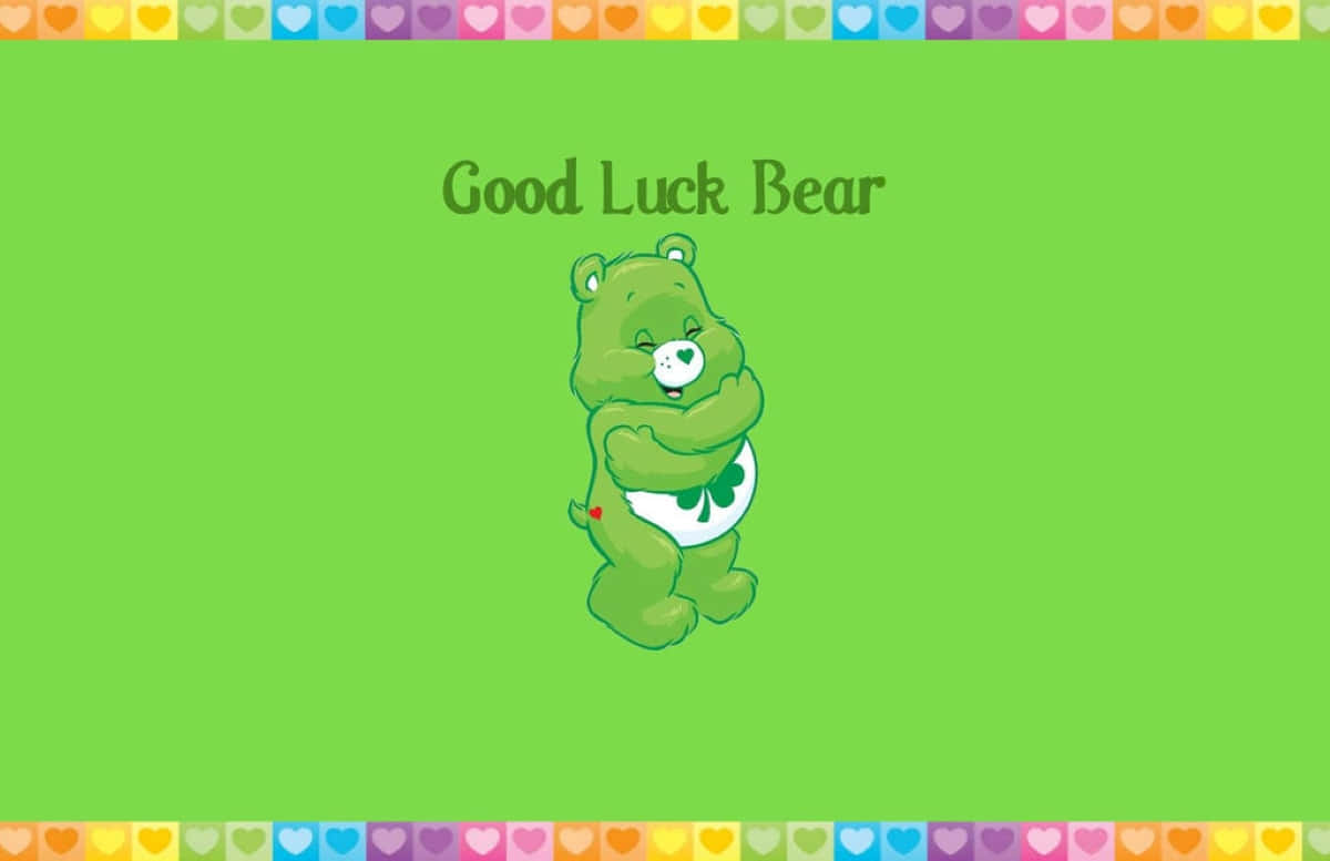 Good Luck Bear Green Background Wallpaper