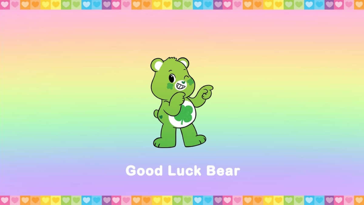 Good Luck Bear Rainbow Background Wallpaper