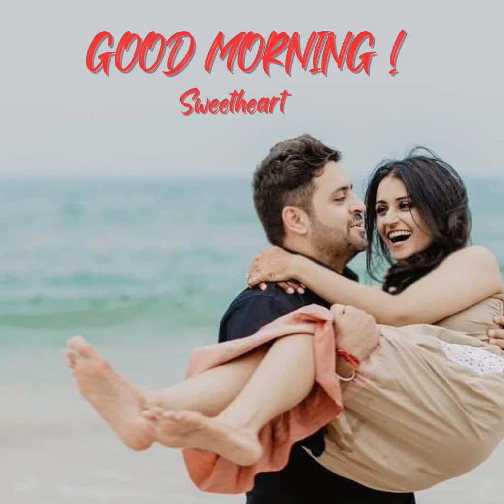 Good Morning Sweetheart Beach Embrace Wallpaper