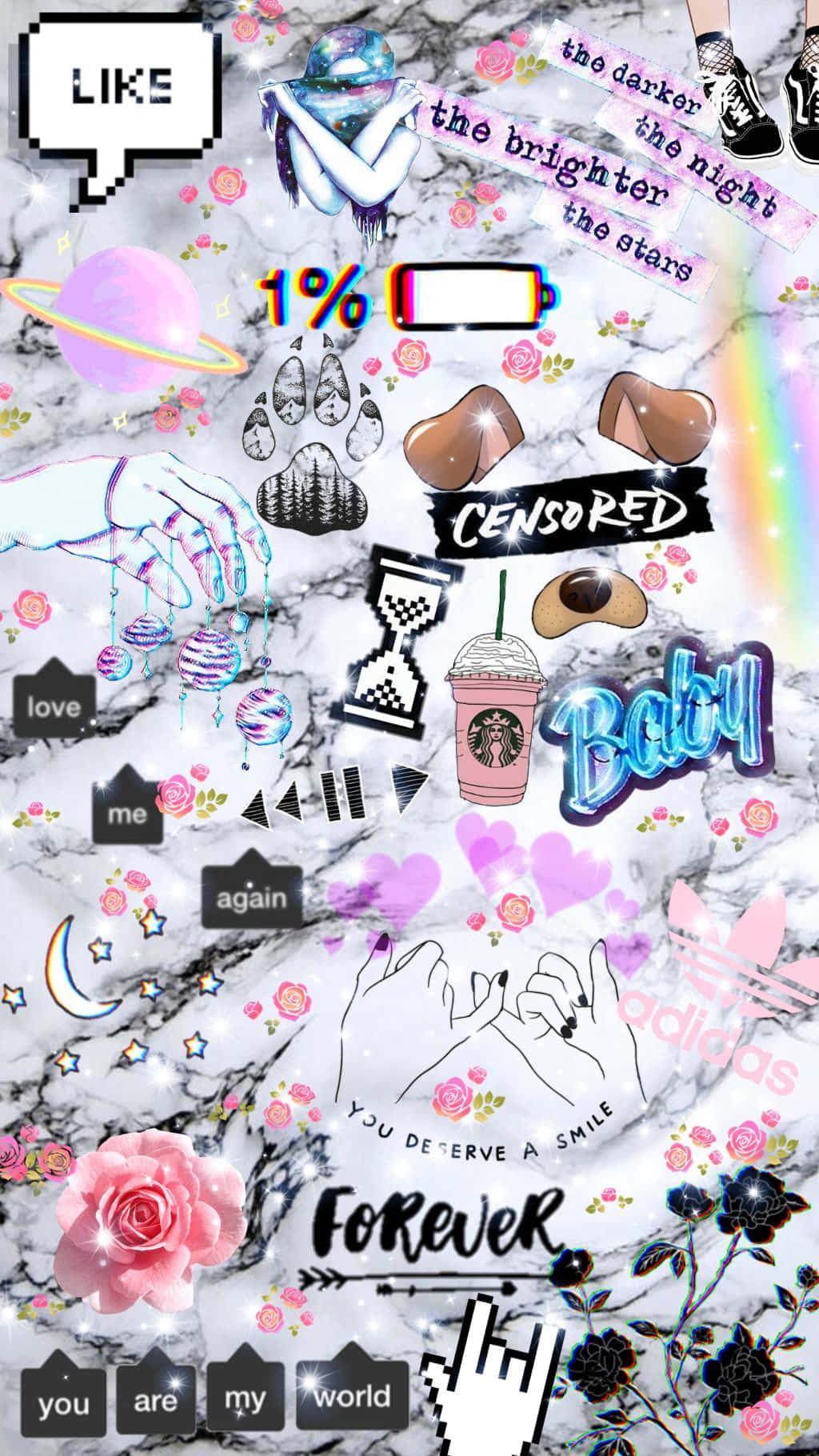 Gorgeous Sticker Collage Girly Tumblr Wallpaper