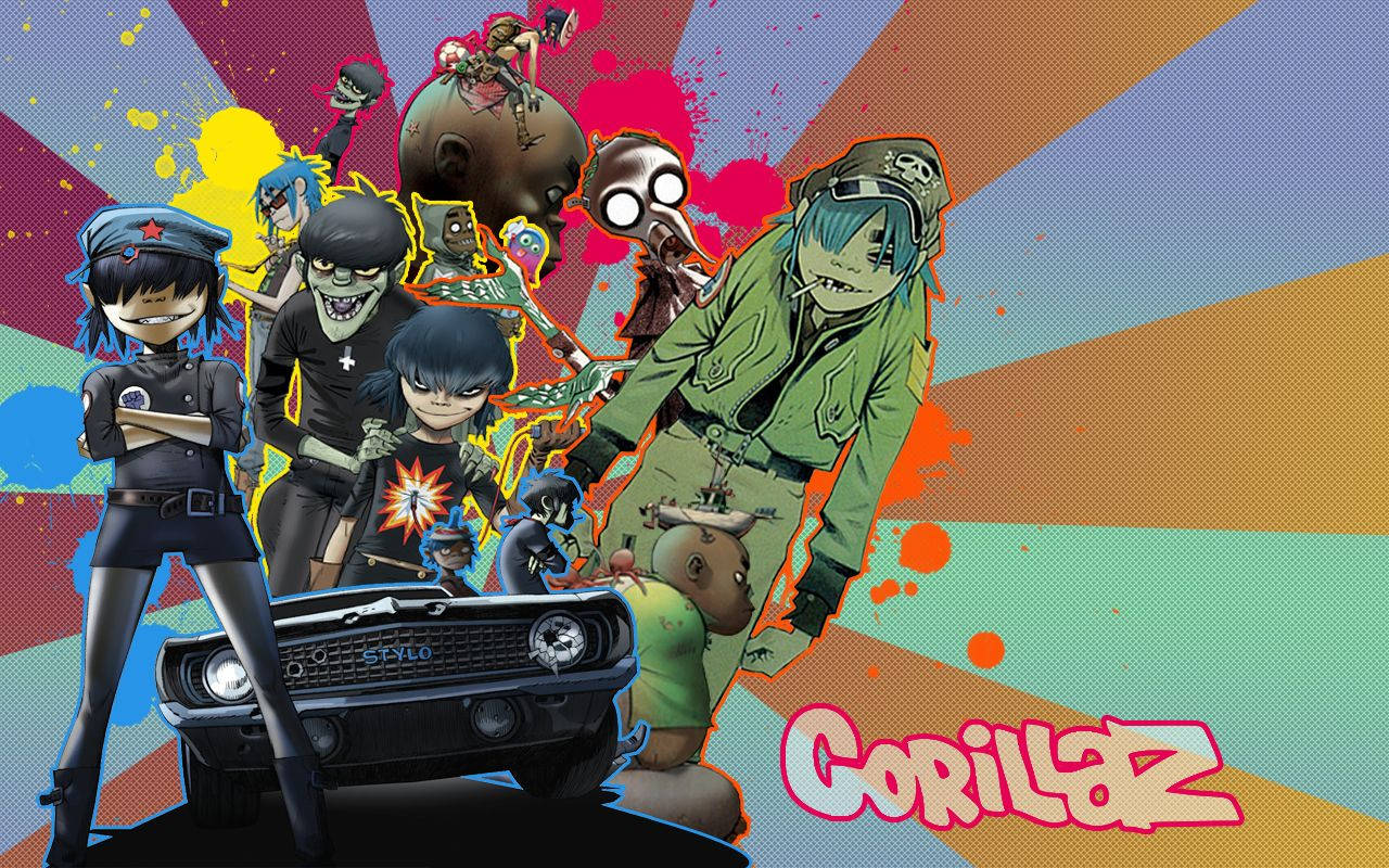 Gorillaz In Car Color Rays Wallpaper